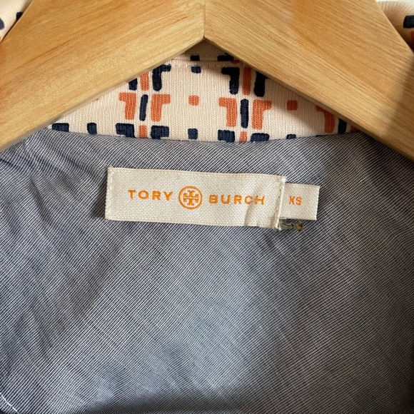 Tory Burch Blazer, XS, Cream Color w/ Orange and Navy Pattern - Picture 2 of 6